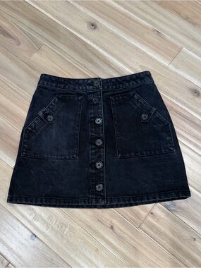 Forever 21 Black Button-Front Denim Mini Skirt
